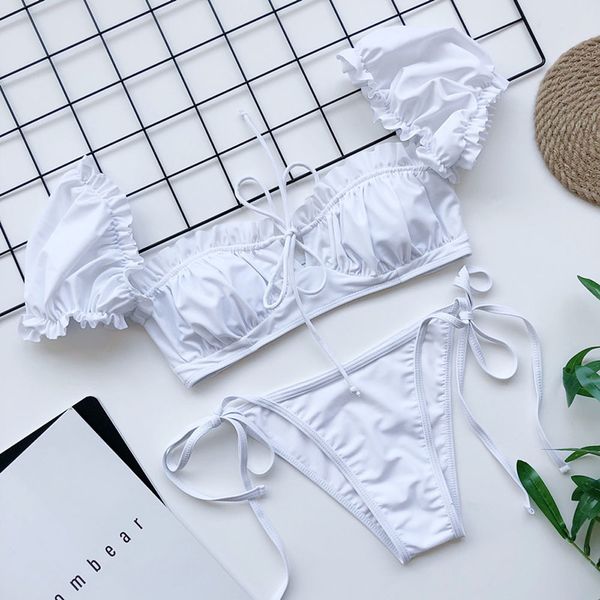 off shoulder thong bikini solid swimwear women bathers high cut ruffle brazilian swimsuit female bathing suitby air
off shoulder thong bikini solid swimwear women bathers high cut ruffle brazilian swimsuit female bathing suitby air
