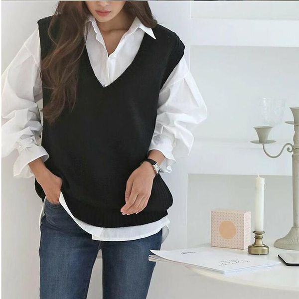 women's sweaters 2021 autumn winter women v-neck pullover sleeveless vest knitted oversize elegant wild knitwear cl610, White;black
women's sweaters 2021 autumn winter women v-neck pullover sleeveless vest knitted oversize elegant wild knitwear cl610, White;black