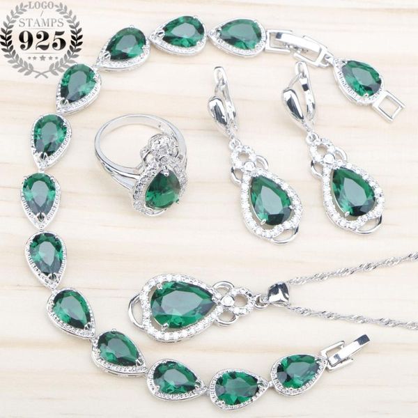 wedding jewelry sets green drop zircon women silver 925 bridal decorating earrings with stones pendant&necklace/rings/bracelets gfit box, Slivery;golden
wedding jewelry sets green drop zircon women silver 925 bridal decorating earrings with stones pendant&necklace/rings/bracelets gfit box, Slivery;golden