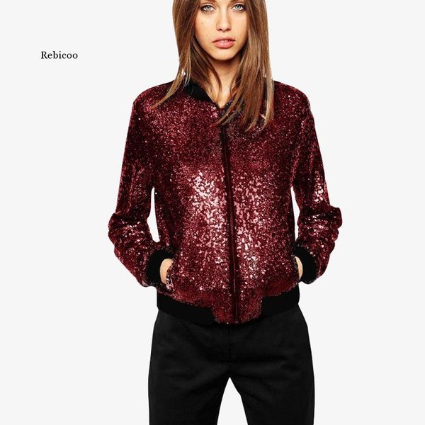 women's jackets women sequin coat bomber jacket long sleeve zipper streetwear casual loose glitter outerwear fashion female autumn, Black;brown
women's jackets women sequin coat bomber jacket long sleeve zipper streetwear casual loose glitter outerwear fashion female autumn, Black;brown