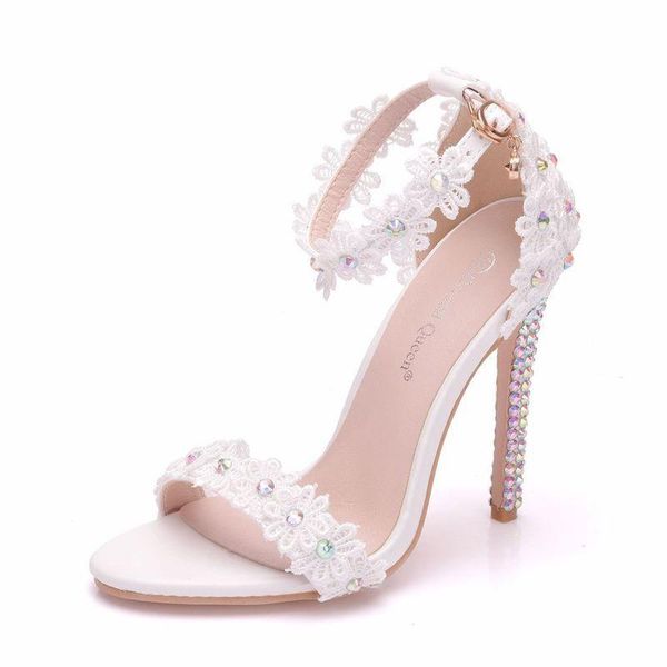 women sandals wedding party lace pu rhinestones buckle strap 11cm thin high heels pointed toe sandal shoes size 35-42, Black
women sandals wedding party lace pu rhinestones buckle strap 11cm thin high heels pointed toe sandal shoes size 35-42, Black