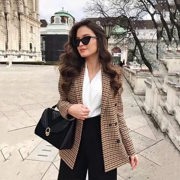 autumn women fashion plaid blazers and jackets work office ol lady suit slim double breasted business female blazer coat 210423, White
autumn women fashion plaid blazers and jackets work office ol lady suit slim double breasted business female blazer coat 210423, White