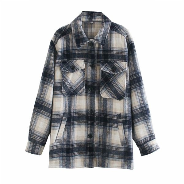 autumn women casual shirts jackets coats plaid long sleeve pockets outerwear female loose plus size clothing 210513, Black;brown
autumn women casual shirts jackets coats plaid long sleeve pockets outerwear female loose plus size clothing 210513, Black;brown