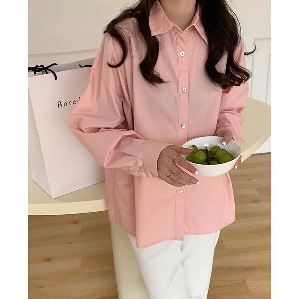 women solid color casual shirt 2021 spring single breasted long sleeve lapel simple loose blouse ab47 women's blouses & shirts, White
women solid color casual shirt 2021 spring single breasted long sleeve lapel simple loose blouse ab47 women's blouses & shirts, White
