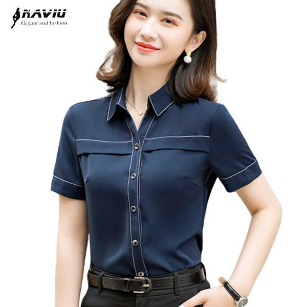 dark blue shirt women short sleeve professional formal temperament summer chiffon fashion blouses office ladies work 210604, White
dark blue shirt women short sleeve professional formal temperament summer chiffon fashion blouses office ladies work 210604, White