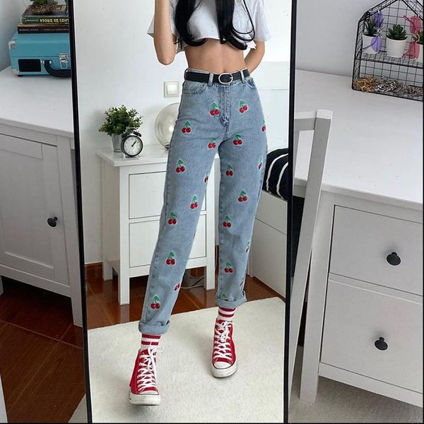 cute women jean cherry embroidery girl fashion pencil jeans autumn streetwear high waist denim trousers fitness pants, Blue
cute women jean cherry embroidery girl fashion pencil jeans autumn streetwear high waist denim trousers fitness pants, Blue