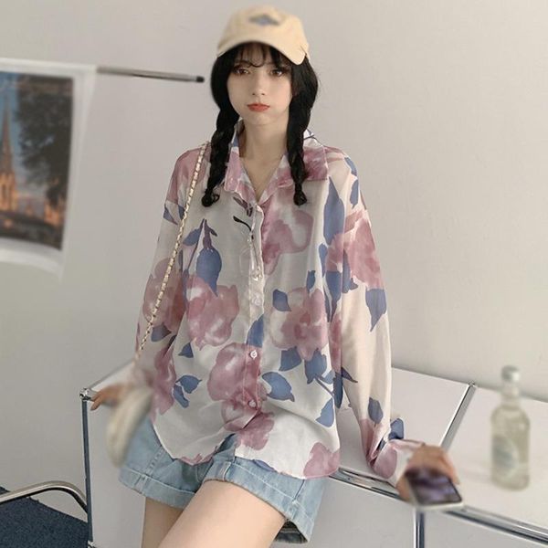 women's blouses & shirts women chiffon shirt summer floral print sweet long sleeves sunscreen, White
women's blouses & shirts women chiffon shirt summer floral print sweet long sleeves sunscreen, White