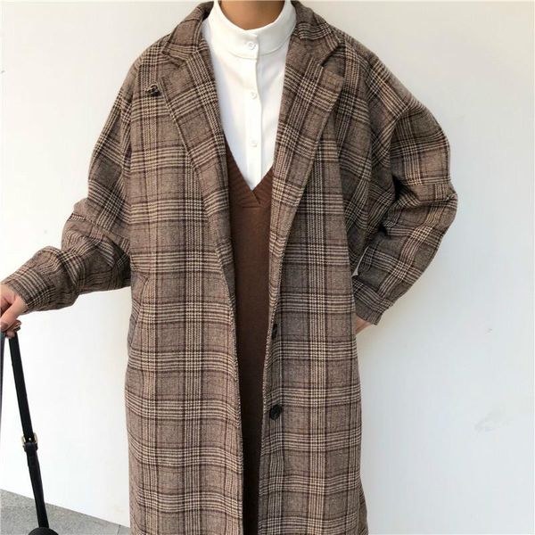 women's wool & blends women plaid long coat single breasted simple elegant loose ladies streetwear womens woolen outwear chic female ov, Black
women's wool & blends women plaid long coat single breasted simple elegant loose ladies streetwear womens woolen outwear chic female ov, Black