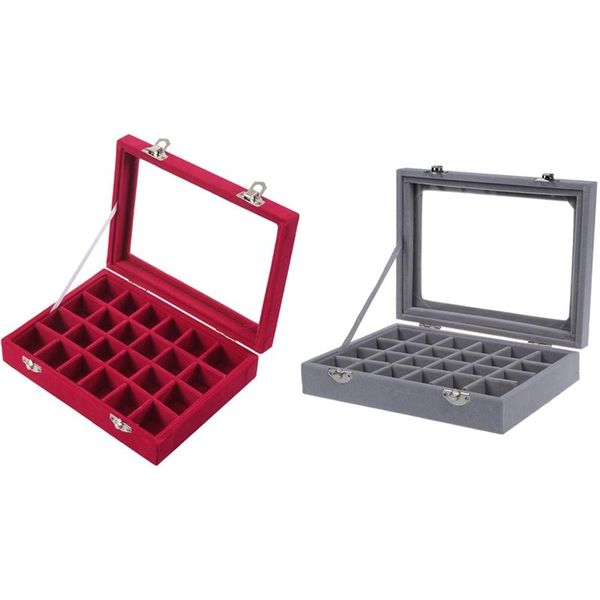Jewelry Pouches, Bags 2Pcs 24 Grid Display Box Storage Glass Bracelet Watch Pillow Buckle - Rose Red & Grey, Pink;blue
Jewelry Pouches, Bags 2Pcs 24 Grid Display Box Storage Glass Bracelet Watch Pillow Buckle - Rose Red & Grey, Pink;blue