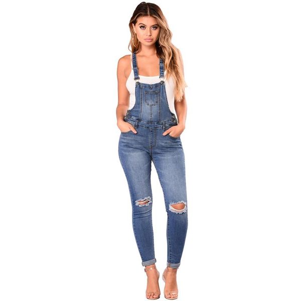 women's jeans sling jumpsuit autumn and winter high waist slimming hole denim suspender pants 786076, Blue
women's jeans sling jumpsuit autumn and winter high waist slimming hole denim suspender pants 786076, Blue