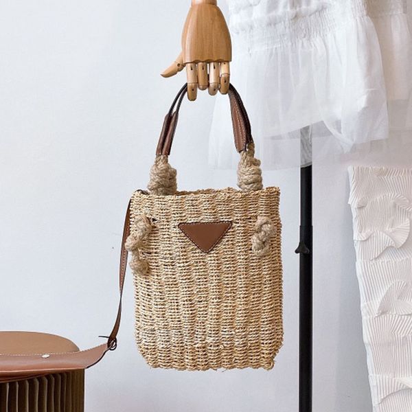 women straw weave bucket fashion handbag womens clutch bags lady shoulder bag vintage letter triangle mens pack
women straw weave bucket fashion handbag womens clutch bags lady shoulder bag vintage letter triangle mens pack
