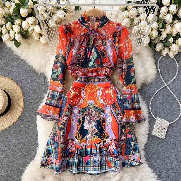 court spring dress fashion women stand neck lace long flare sleeve vintage print elegant clothes vestidos de mujer r132 210527, Black;gray
court spring dress fashion women stand neck lace long flare sleeve vintage print elegant clothes vestidos de mujer r132 210527, Black;gray