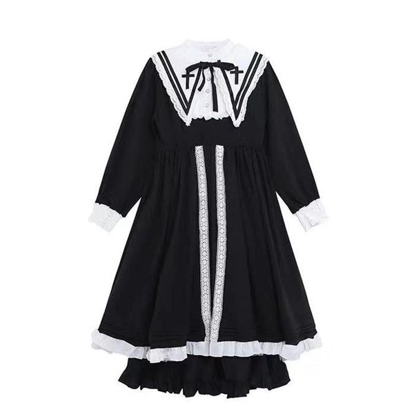 vintage sweet autumn women hepburn style sailor collar ruffles lace patchwork black dress female dresses 2021 high waist casual, Black;gray
vintage sweet autumn women hepburn style sailor collar ruffles lace patchwork black dress female dresses 2021 high waist casual, Black;gray