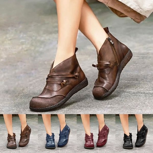 ankle boots women retro soft pu leather flats shoes casual buckle zipper round toe short new 2020 autumn winter 3123, Black
ankle boots women retro soft pu leather flats shoes casual buckle zipper round toe short new 2020 autumn winter 3123, Black