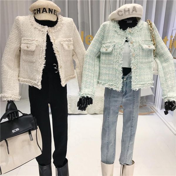 women's jackets temperament celebrity style tweed short jacket women 2021 autumn winter casual retro elegant simple female top, Black;brown
women's jackets temperament celebrity style tweed short jacket women 2021 autumn winter casual retro elegant simple female top, Black;brown