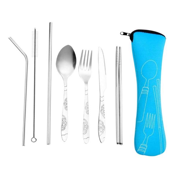 dinnerware sets 7pcs set portable printed stainless steel spoon fork steak knife chopsticks travel cutlery tableware with bag
dinnerware sets 7pcs set portable printed stainless steel spoon fork steak knife chopsticks travel cutlery tableware with bag