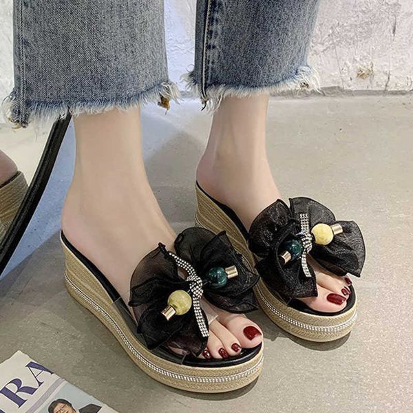 sandals big bowtie wedges slippers women summer breathable pvc chunky platform woman 2021 fashion slides, Black
sandals big bowtie wedges slippers women summer breathable pvc chunky platform woman 2021 fashion slides, Black