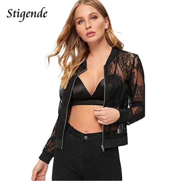 women's jackets stigende long sleeve zipper lace jacket women see through transparent autumn mesh patchwork thin short coat, Black;brown
women's jackets stigende long sleeve zipper lace jacket women see through transparent autumn mesh patchwork thin short coat, Black;brown