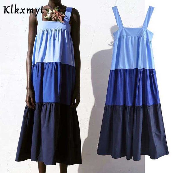 klkxmyt za summer dress women blue patchwork ruffle slip long woman sleeveless strap ruched midi beach casual es 210527, Black;gray
klkxmyt za summer dress women blue patchwork ruffle slip long woman sleeveless strap ruched midi beach casual es 210527, Black;gray