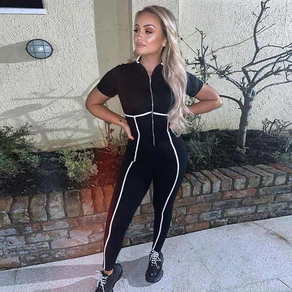 women's jumpsuits & rompers adogirl women summer short sleeve zipper white line elastic bodycon leisuer black jumpsuit fitness sportwea, Black;white
women's jumpsuits & rompers adogirl women summer short sleeve zipper white line elastic bodycon leisuer black jumpsuit fitness sportwea, Black;white