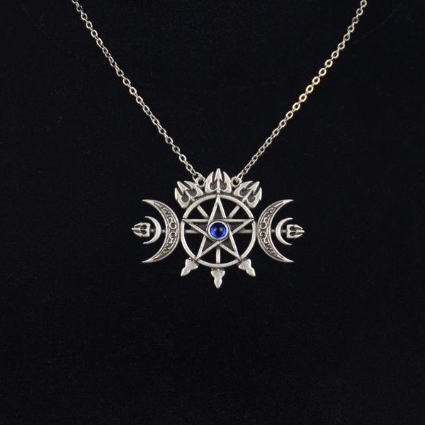pendant necklaces triple crescent moon with pentagram necklace sigil of spirit pagan jewelry wiccan gothic, Silver
pendant necklaces triple crescent moon with pentagram necklace sigil of spirit pagan jewelry wiccan gothic, Silver