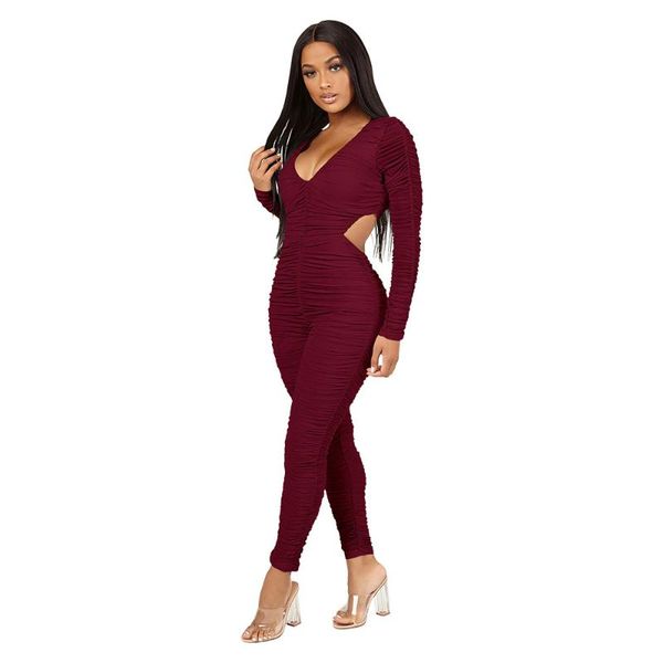 women's jumpsuits & rompers women jumpsuit deep v neck backless pleated skinny long sleeve solid color 1211, Black;white
women's jumpsuits & rompers women jumpsuit deep v neck backless pleated skinny long sleeve solid color 1211, Black;white