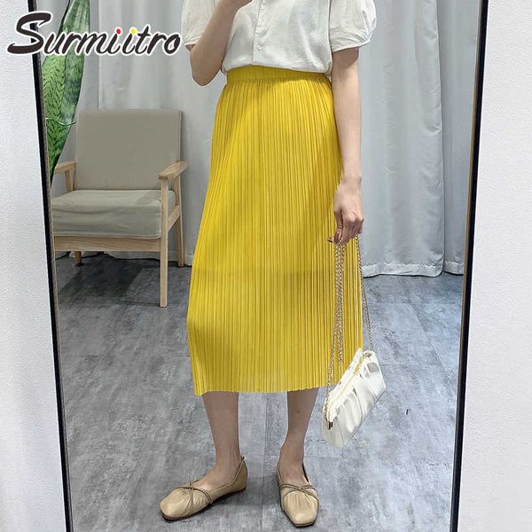 surmiitro summer long pleated skirt women korean style yellow elegant high waist aesthetic midi split skirt female 210712, Black
surmiitro summer long pleated skirt women korean style yellow elegant high waist aesthetic midi split skirt female 210712, Black