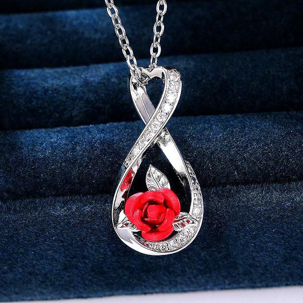 pendant necklaces trendy twist design rose flower necklace for women brilliant cubic zirconia women's wedding jewelry gift, Silver
pendant necklaces trendy twist design rose flower necklace for women brilliant cubic zirconia women's wedding jewelry gift, Silver