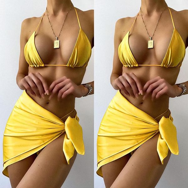 women's swimwear 2021 eastman 3-piece bikini swimsuit, White;black
women's swimwear 2021 eastman 3-piece bikini swimsuit, White;black