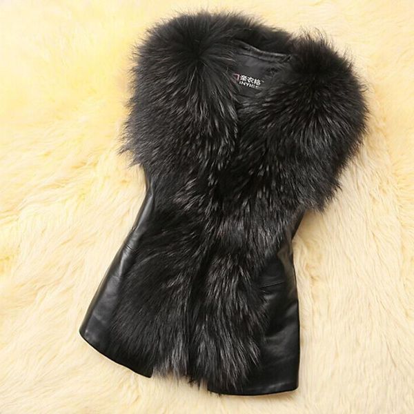 women's fur & faux vest women fashion splicing short waistcoat natural color slim office lady 2021 winter collar ladies jacket, Black
women's fur & faux vest women fashion splicing short waistcoat natural color slim office lady 2021 winter collar ladies jacket, Black