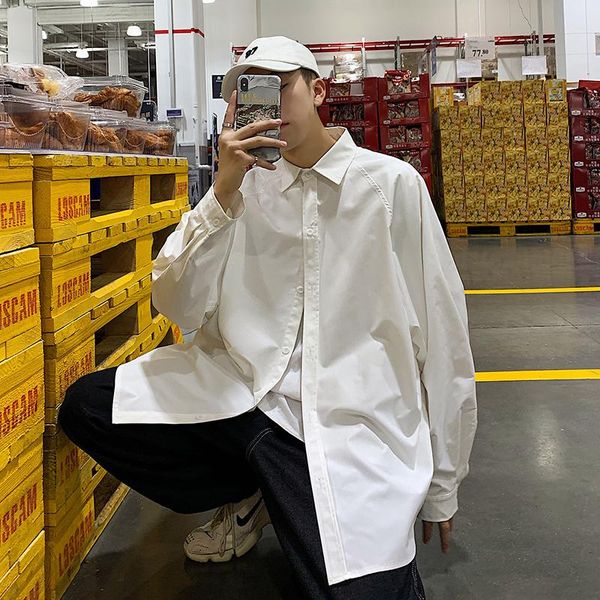 men's casual shirts shirt korean versatile autumn fashion white long sleeved black loose social button, White;black
men's casual shirts shirt korean versatile autumn fashion white long sleeved black loose social button, White;black