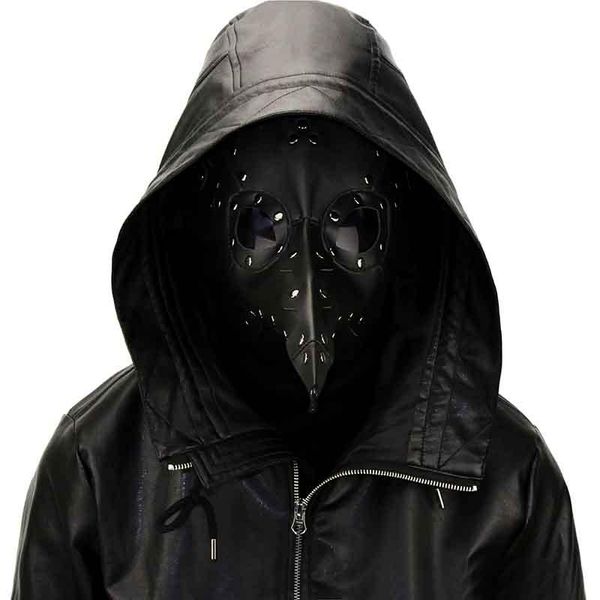 party masks black pu leather plague bird nose steampunk mask halloween cospaly