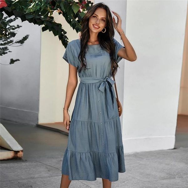 casual dresses women's solid long summer dress with sashes o neck short sleeve ladies a line high waist for female 2021, Black;gray
casual dresses women's solid long summer dress with sashes o neck short sleeve ladies a line high waist for female 2021, Black;gray