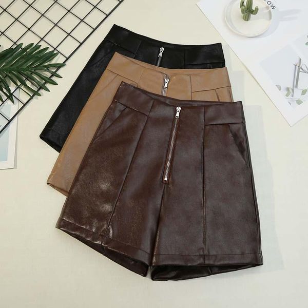 women's shorts girls fashion pu leather high waist summer short wide leg faux zip up ladies office streetwear, White;black
women's shorts girls fashion pu leather high waist summer short wide leg faux zip up ladies office streetwear, White;black