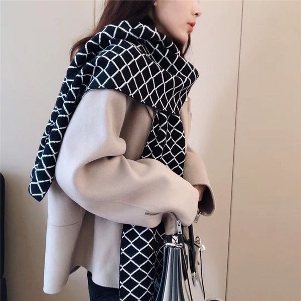 black and white checkered women's scarf with square pockets soft cashmere luxury letter scarves winter warm long thick shawl, Blue;gray
black and white checkered women's scarf with square pockets soft cashmere luxury letter scarves winter warm long thick shawl, Blue;gray
