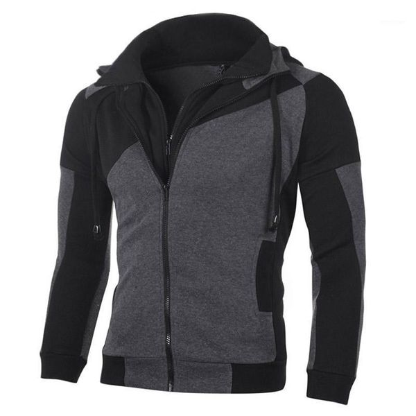 men's hoodies & sweatshirts men autumn winter casual patchwork double zipper hoodie sweatshirt slim hoody cardigan streetwear, Black
men's hoodies & sweatshirts men autumn winter casual patchwork double zipper hoodie sweatshirt slim hoody cardigan streetwear, Black