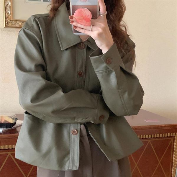 women's leather & faux alien kitty locomotive coat pu autumn full sleeve 2021 gentle casual jacket loose retro all match stylish high q, Black
women's leather & faux alien kitty locomotive coat pu autumn full sleeve 2021 gentle casual jacket loose retro all match stylish high q, Black