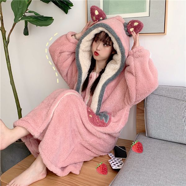 women's sleepwear fdfklak casual loose robe female thicken warm winter dressing gowns for women flannel velvet home wear bathrobe lady, Black;red
women's sleepwear fdfklak casual loose robe female thicken warm winter dressing gowns for women flannel velvet home wear bathrobe lady, Black;red