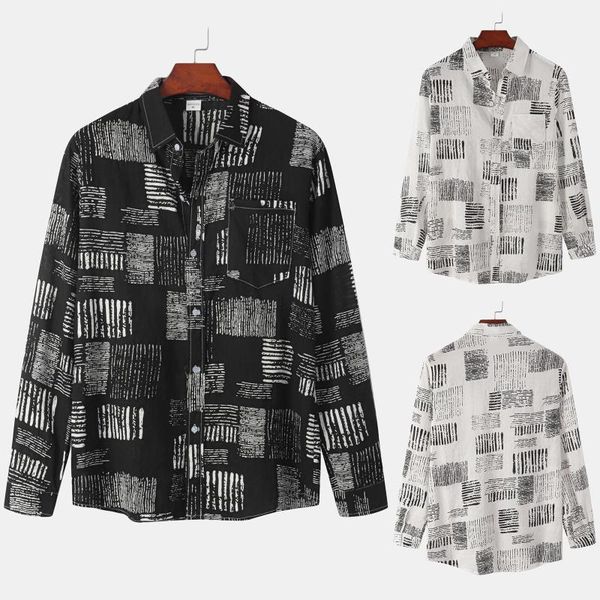 men's casual shirts shirt print long collar line button sleeve turn-down men, White;black
men's casual shirts shirt print long collar line button sleeve turn-down men, White;black