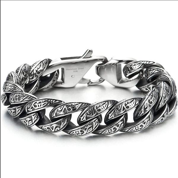 link, chain men's personality bracelet retro tribal tattoo pattern style fancy jewelry, Black
link, chain men's personality bracelet retro tribal tattoo pattern style fancy jewelry, Black