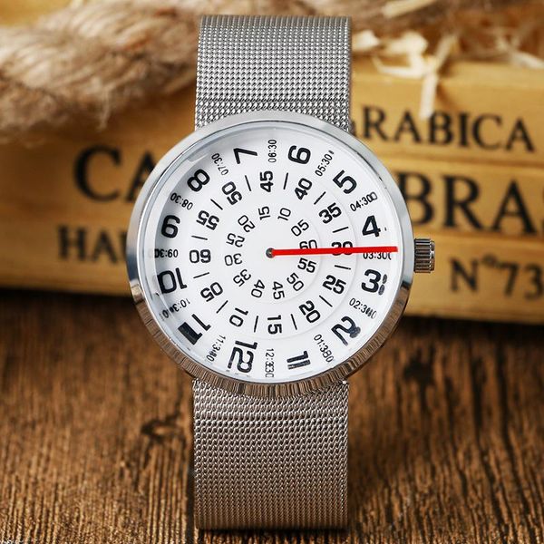wristwatches fashion special turntable dial design silver mesh stainless steel band strap modern men women student quartz wrist watch, Slivery;brown
wristwatches fashion special turntable dial design silver mesh stainless steel band strap modern men women student quartz wrist watch, Slivery;brown