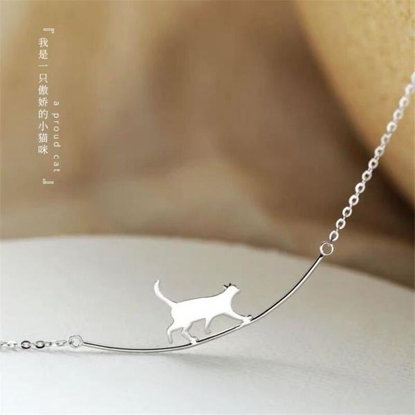 pendant necklaces fashion cat curved simple personality 925 sterling silver jewelry cute animal walking clavicle chain xl090
pendant necklaces fashion cat curved simple personality 925 sterling silver jewelry cute animal walking clavicle chain xl090