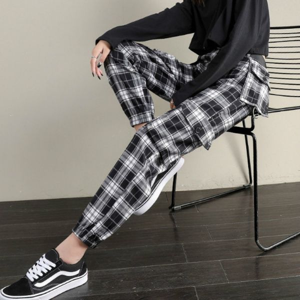 women's pants & capris black white plaid ankle-tied bib overall women cargo fall loose joggers high waist ankle banded vintage mce
women's pants & capris black white plaid ankle-tied bib overall women cargo fall loose joggers high waist ankle banded vintage mce