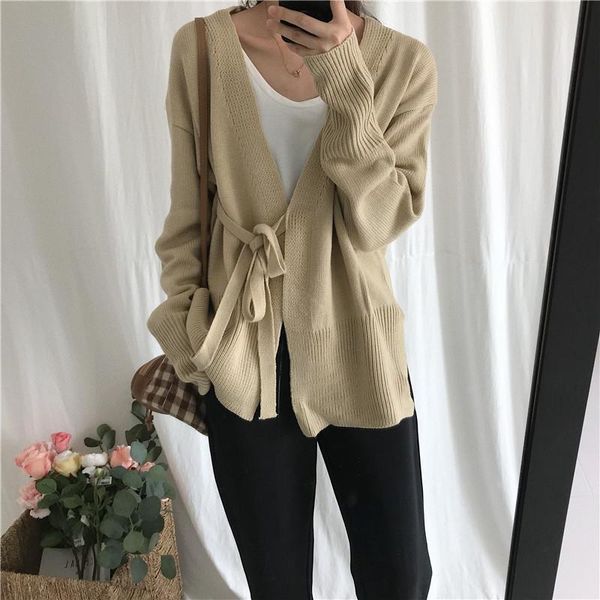 women's sweaters 2 colors 2021 autumn and winter korean style solid color loose thicking lace up sweater knitted cardigans womens (c913, White;black
women's sweaters 2 colors 2021 autumn and winter korean style solid color loose thicking lace up sweater knitted cardigans womens (c913, White;black
