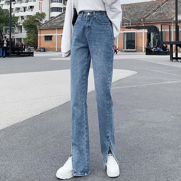 spring autumn korea version of women jean high waisted long fork water wash straight pants show thin fashion wide legged, Blue
spring autumn korea version of women jean high waisted long fork water wash straight pants show thin fashion wide legged, Blue