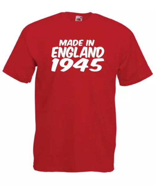 made in england 1945 xmas gift idea mens women t shirts multi-color s-2xl, White;black
made in england 1945 xmas gift idea mens women t shirts multi-color s-2xl, White;black