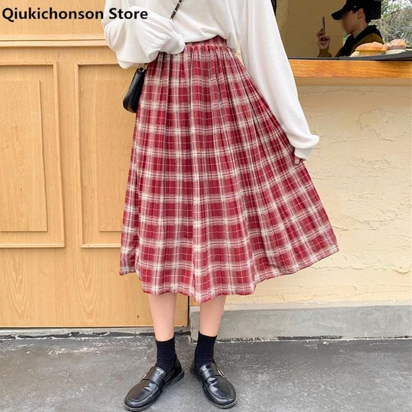 skirts qiukichonson spring summer women midi long plaid vintage preppy style teen girls elastic high waist a-line pleated skirt, Black
skirts qiukichonson spring summer women midi long plaid vintage preppy style teen girls elastic high waist a-line pleated skirt, Black