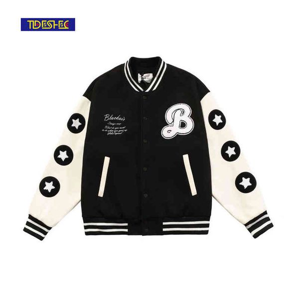 retro hamburg embroidered baseball jacket single-breasted men's patchwork five-pointed star winter street bomber, Black;brown
retro hamburg embroidered baseball jacket single-breasted men's patchwork five-pointed star winter street bomber, Black;brown