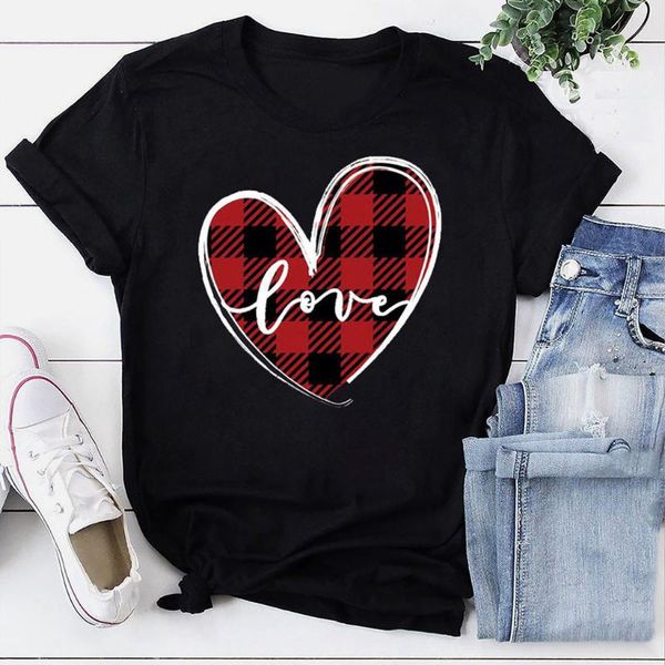 women's t-shirt womens couples valentine love heart plaid print casual summer loose short sleeve women tee streetwear #45, White
women's t-shirt womens couples valentine love heart plaid print casual summer loose short sleeve women tee streetwear #45, White