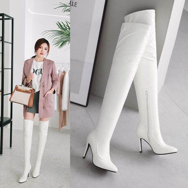 boots pu leather thigh high women heels over the knee for pointed toe white black fetish party long shoes
boots pu leather thigh high women heels over the knee for pointed toe white black fetish party long shoes